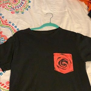 Simple Black T w/ Rose Pocket